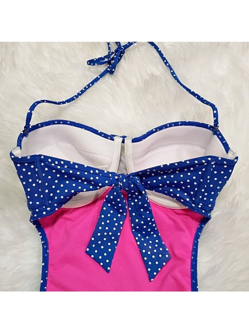 Abercrombie & Fitch Polka Dot Pink & Blue One Piece Swimsuit Size M - Picture 4 of 9